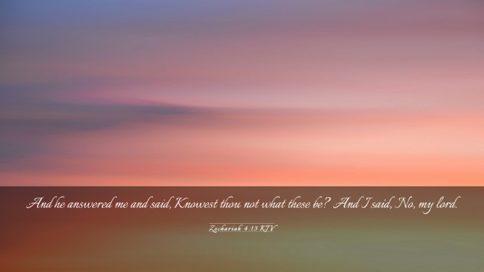 Picture 03 - Zechariah 4:13 KJV Desktop Wallpaper - And he answered me and said, Knowest thou not - Desktop Bible Verse Wallpaper