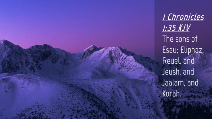 Picture 04 - 1 Chronicles 1:35 KJV Desktop Wallpaper - The sons of Esau; Eliphaz, Reuel, and Jeush, and - Desktop Bible Verse Wallpaper