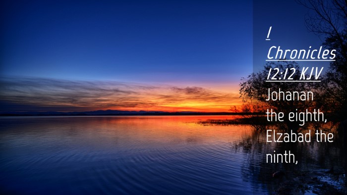 Picture 04 - 1 Chronicles 12:12 KJV Desktop Wallpaper - Johanan the eighth, Elzabad the - Desktop Bible Verse Wallpaper