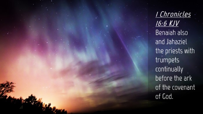 Picture 04 - 1 Chronicles 16:6 KJV Desktop Wallpaper - Benaiah also and Jahaziel the priests with - Desktop Bible Verse Wallpaper