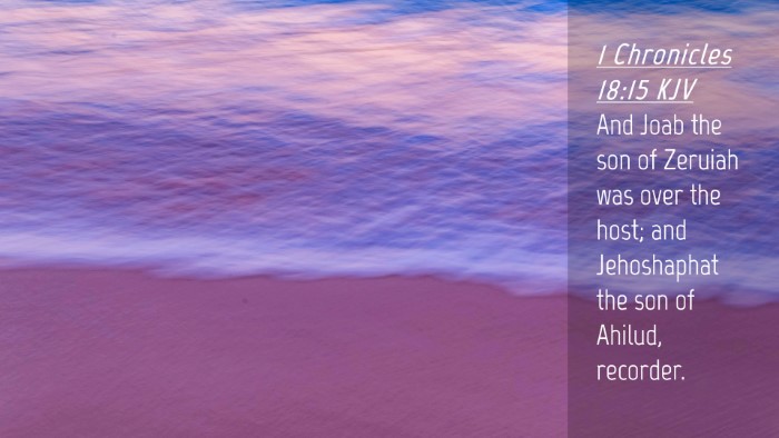Picture 04 - 1 Chronicles 18:15 KJV Desktop Wallpaper - And Joab the son of Zeruiah was over the host; - Desktop Bible Verse Wallpaper