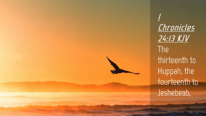 Picture 04 - 1 Chronicles 24:13 KJV Desktop Wallpaper - The thirteenth to Huppah, the fourteenth to - Desktop Bible Verse Wallpaper