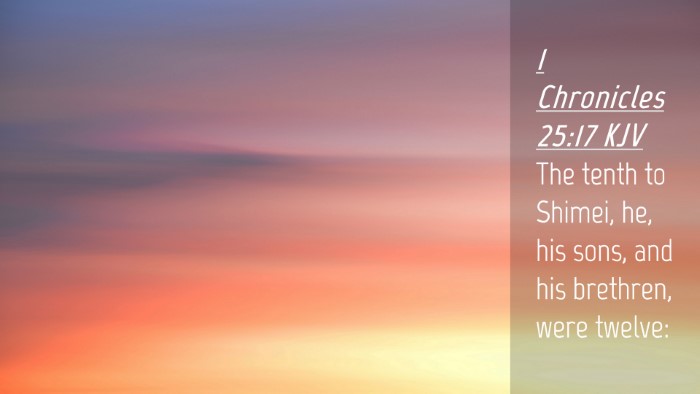 Picture 04 - 1 Chronicles 25:17 KJV Desktop Wallpaper - The tenth to Shimei, he, his sons, and his - Desktop Bible Verse Wallpaper