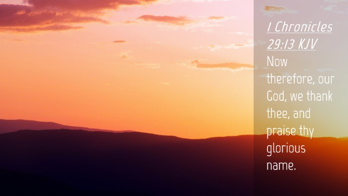 Picture 04 - 1 Chronicles 29:13 KJV Desktop Wallpaper - Now therefore, our God, we thank thee, and praise - Desktop Bible Verse Wallpaper