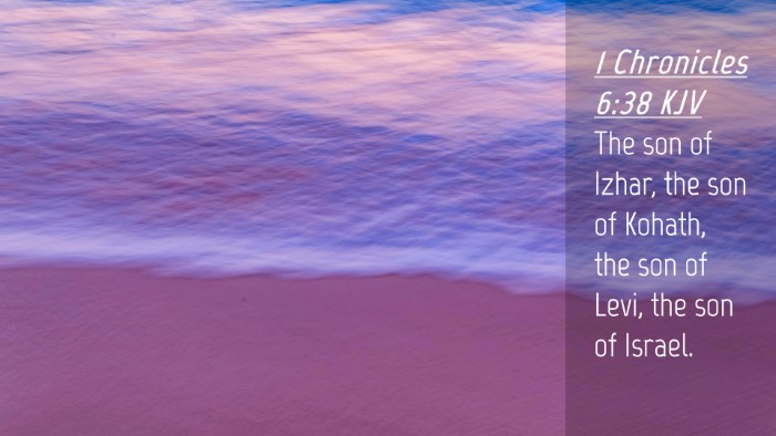 Picture 04 - 1 Chronicles 6:38 KJV Desktop Wallpaper - The son of Izhar, the son of Kohath, the son of - Desktop Bible Verse Wallpaper