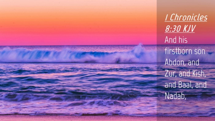 Picture 04 - 1 Chronicles 8:30 KJV Desktop Wallpaper - And his firstborn son Abdon, and Zur, and Kish, - Desktop Bible Verse Wallpaper