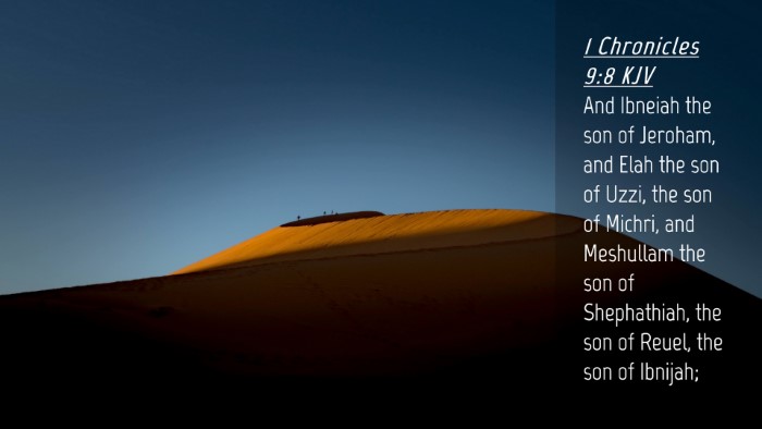 Picture 04 - 1 Chronicles 9:8 KJV Desktop Wallpaper - And Ibneiah the son of Jeroham, and Elah the son - Desktop Bible Verse Wallpaper
