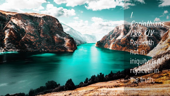 Picture 04 - 1 Corinthians 13:6 KJV Desktop Wallpaper - Rejoiceth not in iniquity, but rejoiceth in the - Desktop Bible Verse Wallpaper