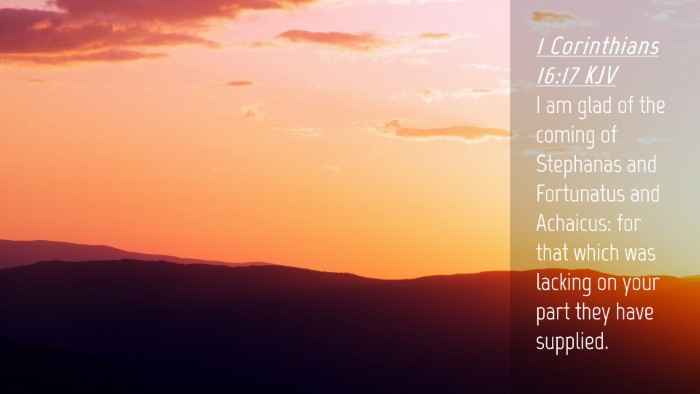 Picture 04 - 1 Corinthians 16:17 KJV Desktop Wallpaper - I am glad of the coming of Stephanas and - Desktop Bible Verse Wallpaper