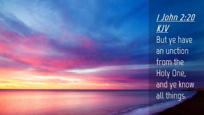 Picture 04 - 1 John 2:20 KJV Desktop Wallpaper - But ye have an unction from the Holy One, and ye - Desktop Bible Verse Wallpaper