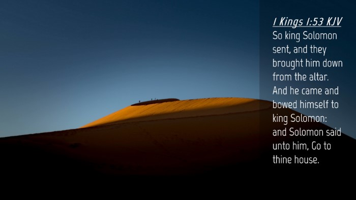 Picture 04 - 1 Kings 1:53 KJV Desktop Wallpaper - So king Solomon sent, and they brought him down - Desktop Bible Verse Wallpaper