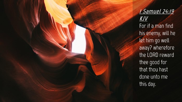 Picture 04 - 1 Samuel 24:19 KJV Desktop Wallpaper - For if a man find his enemy, will he let him go - Desktop Bible Verse Wallpaper