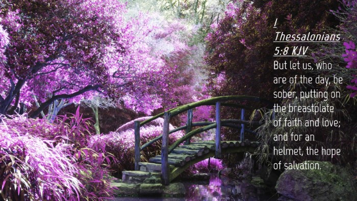 Picture 04 - 1 Thessalonians 5:8 KJV Desktop Wallpaper - But let us, who are of the day, be sober, putting - Desktop Bible Verse Wallpaper