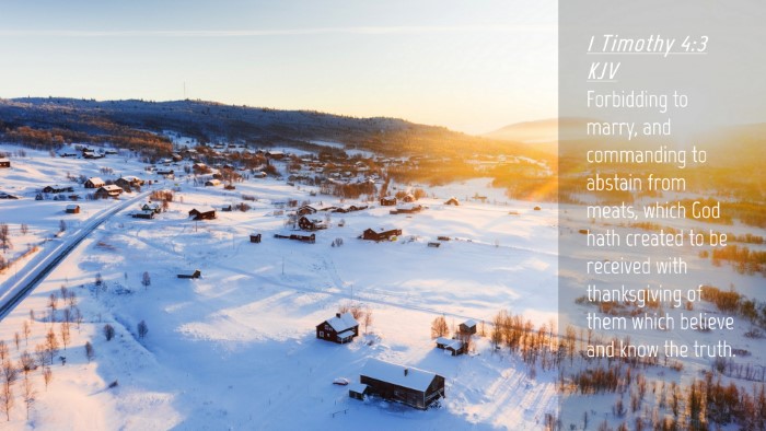 Picture 04 - 1 Timothy 4:3 KJV Desktop Wallpaper - Forbidding to marry, and commanding to abstain - Desktop Bible Verse Wallpaper
