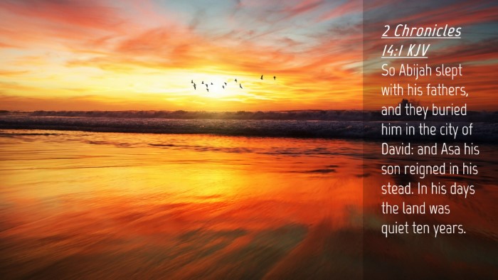 Picture 04 - 2 Chronicles 14:1 KJV Desktop Wallpaper - So Abijah slept with his fathers, and they buried - Desktop Bible Verse Wallpaper