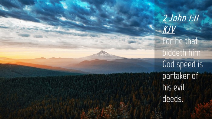 Picture 04 - 2 John 1:11 KJV Desktop Wallpaper - For he that biddeth him God speed is partaker of - Desktop Bible Verse Wallpaper