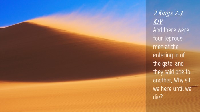Picture 04 - 2 Kings 7:3 KJV Desktop Wallpaper - And there were four leprous men at the entering - Desktop Bible Verse Wallpaper