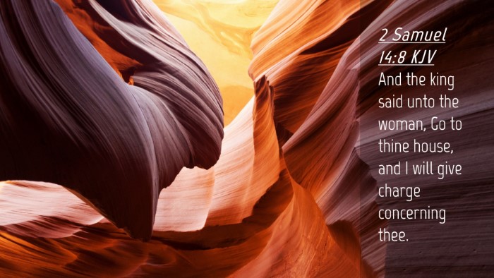Picture 04 - 2 Samuel 14:8 KJV Desktop Wallpaper - And the king said unto the woman, Go to thine - Desktop Bible Verse Wallpaper