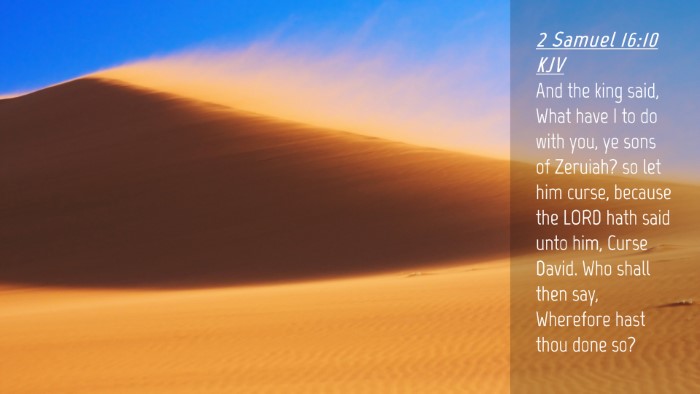 Picture 04 - 2 Samuel 16:10 KJV Desktop Wallpaper - And the king said, What have I to do with you, ye - Desktop Bible Verse Wallpaper
