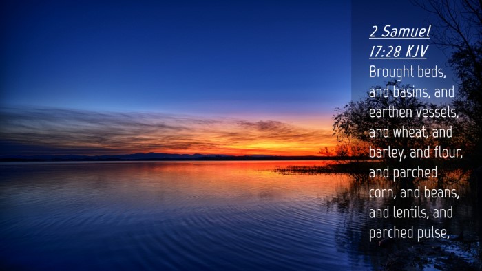 Picture 04 - 2 Samuel 17:28 KJV Desktop Wallpaper - Brought beds, and basins, and earthen vessels, - Desktop Bible Verse Wallpaper