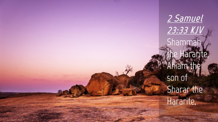 Picture 04 - 2 Samuel 23:33 KJV Desktop Wallpaper - Shammah the Hararite, Ahiam the son of Sharar the - Desktop Bible Verse Wallpaper