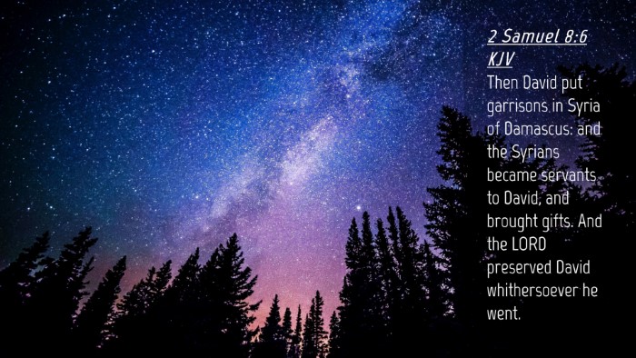 Picture 04 - 2 Samuel 8:6 KJV Desktop Wallpaper - Then David put garrisons in Syria of Damascus: - Desktop Bible Verse Wallpaper