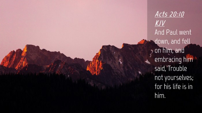 Picture 04 - Acts 20:10 KJV Desktop Wallpaper - And Paul went down, and fell on him, and - Desktop Bible Verse Wallpaper