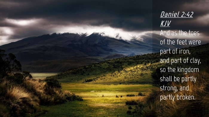 Picture 04 - Daniel 2:42 KJV Desktop Wallpaper - And as the toes of the feet were part of iron, - Desktop Bible Verse Wallpaper