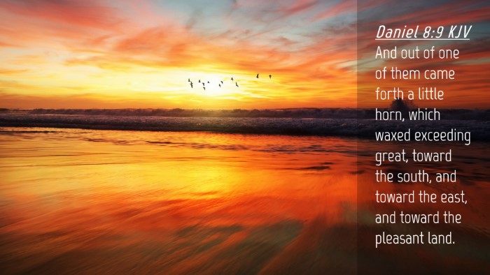 Picture 04 - Daniel 8:9 KJV Desktop Wallpaper - And out of one of them came forth a little horn, - Desktop Bible Verse Wallpaper