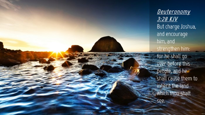 Picture 04 - Deuteronomy 3:28 KJV Desktop Wallpaper - But charge Joshua, and encourage him, and - Desktop Bible Verse Wallpaper