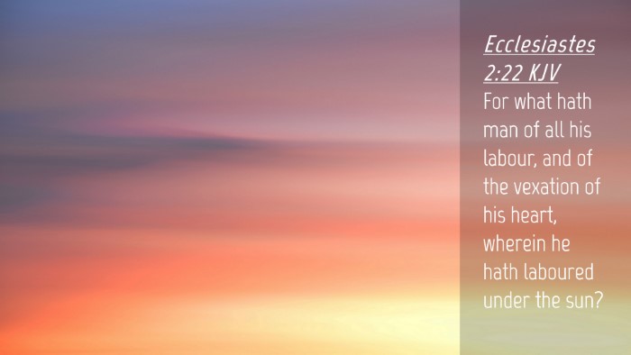 Picture 04 - Ecclesiastes 2:22 KJV Desktop Wallpaper - For what hath man of all his labour, and of the - Desktop Bible Verse Wallpaper