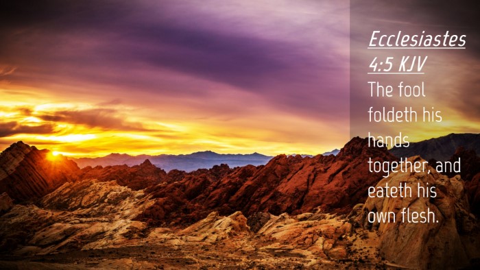 Picture 04 - Ecclesiastes 4:5 KJV Desktop Wallpaper - The fool foldeth his hands together, and eateth - Desktop Bible Verse Wallpaper