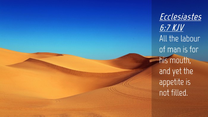 Picture 04 - Ecclesiastes 6:7 KJV Desktop Wallpaper - All the labour of man is for his mouth, and yet - Desktop Bible Verse Wallpaper