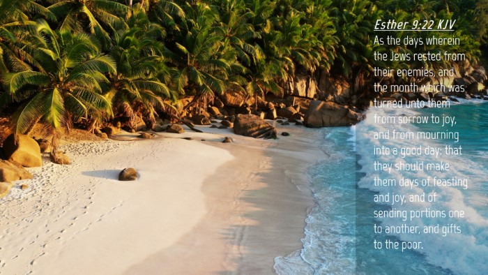 Picture 04 - Esther 9:22 KJV Desktop Wallpaper - As the days wherein the Jews rested from their - Desktop Bible Verse Wallpaper