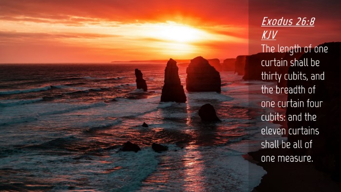 Picture 04 - Exodus 26:8 KJV Desktop Wallpaper - The length of one curtain shall be thirty cubits, - Desktop Bible Verse Wallpaper