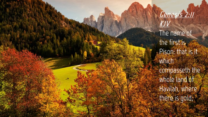 Picture 04 - Genesis 2:11 KJV Desktop Wallpaper - The name of the first is Pison: that is it which - Desktop Bible Verse Wallpaper