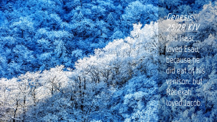 Picture 04 - Genesis 25:28 KJV Desktop Wallpaper - And Isaac loved Esau, because he did eat of his - Desktop Bible Verse Wallpaper