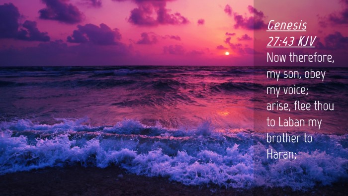 Picture 04 - Genesis 27:43 KJV Desktop Wallpaper - Now therefore, my son, obey my voice; arise, flee - Desktop Bible Verse Wallpaper