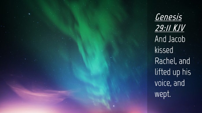 Picture 04 - Genesis 29:11 KJV Desktop Wallpaper - And Jacob kissed Rachel, and lifted up his voice, - Desktop Bible Verse Wallpaper