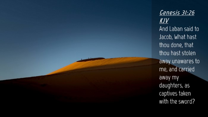 Picture 04 - Genesis 31:26 KJV Desktop Wallpaper - And Laban said to Jacob, What hast thou done, - Desktop Bible Verse Wallpaper