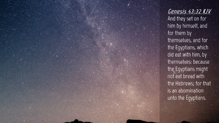 Picture 04 - Genesis 43:32 KJV Desktop Wallpaper - And they set on for him by himself, and for them - Desktop Bible Verse Wallpaper