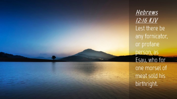 Picture 04 - Hebrews 12:16 KJV Desktop Wallpaper - Lest there be any fornicator, or profane person, - Desktop Bible Verse Wallpaper