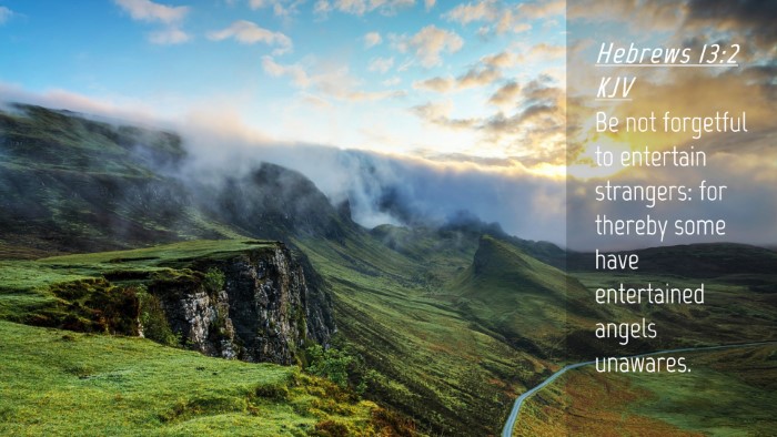 Picture 04 - Hebrews 13:2 KJV Desktop Wallpaper - Be not forgetful to entertain strangers: for - Desktop Bible Verse Wallpaper