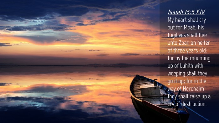 Picture 04 - Isaiah 15:5 KJV Desktop Wallpaper - My heart shall cry out for Moab; his fugitives - Desktop Bible Verse Wallpaper