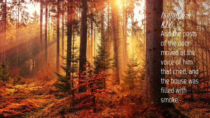 Picture 04 - Isaiah 6:4 KJV Desktop Wallpaper - And the posts of the door moved at the voice of - Desktop Bible Verse Wallpaper