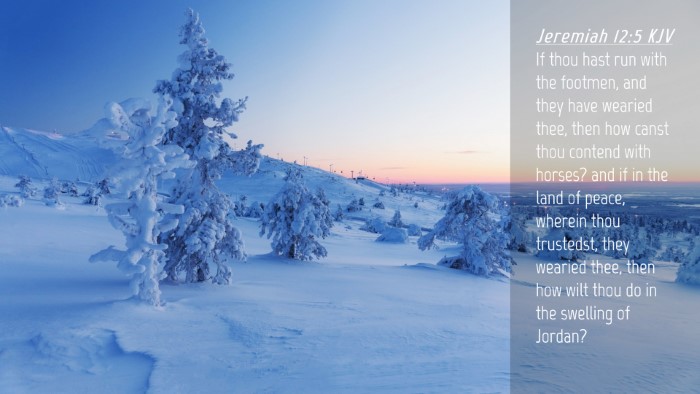 Picture 04 - Jeremiah 12:5 KJV Desktop Wallpaper - If thou hast run with the footmen, and they have - Desktop Bible Verse Wallpaper