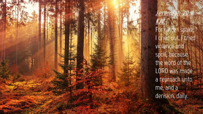 Picture 04 - Jeremiah 20:8 KJV Desktop Wallpaper - For since I spake, I cried out, I cried violence - Desktop Bible Verse Wallpaper
