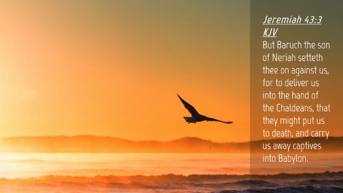 Picture 04 - Jeremiah 43:3 KJV Desktop Wallpaper - But Baruch the son of Neriah setteth thee on - Desktop Bible Verse Wallpaper