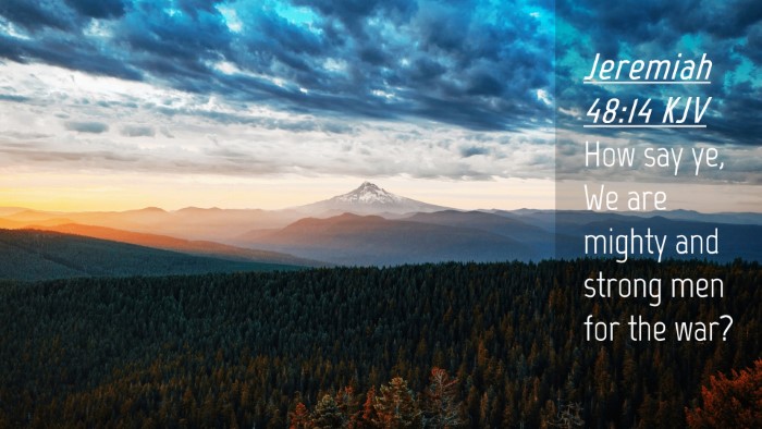 Picture 04 - Jeremiah 48:14 KJV Desktop Wallpaper - How say ye, We are mighty and strong men for the - Desktop Bible Verse Wallpaper