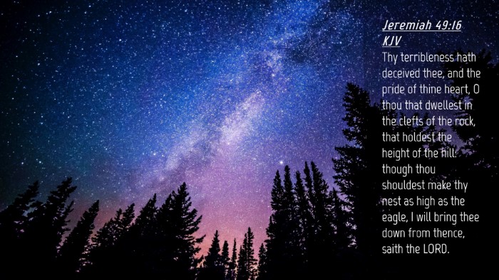Picture 04 - Jeremiah 49:16 KJV Desktop Wallpaper - Thy terribleness hath deceived thee, and the - Desktop Bible Verse Wallpaper